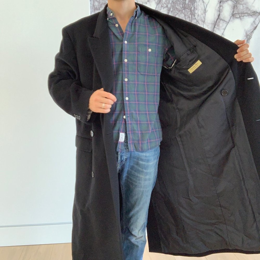 SOLD - Slim-fit coat in virgin wool with cashmere